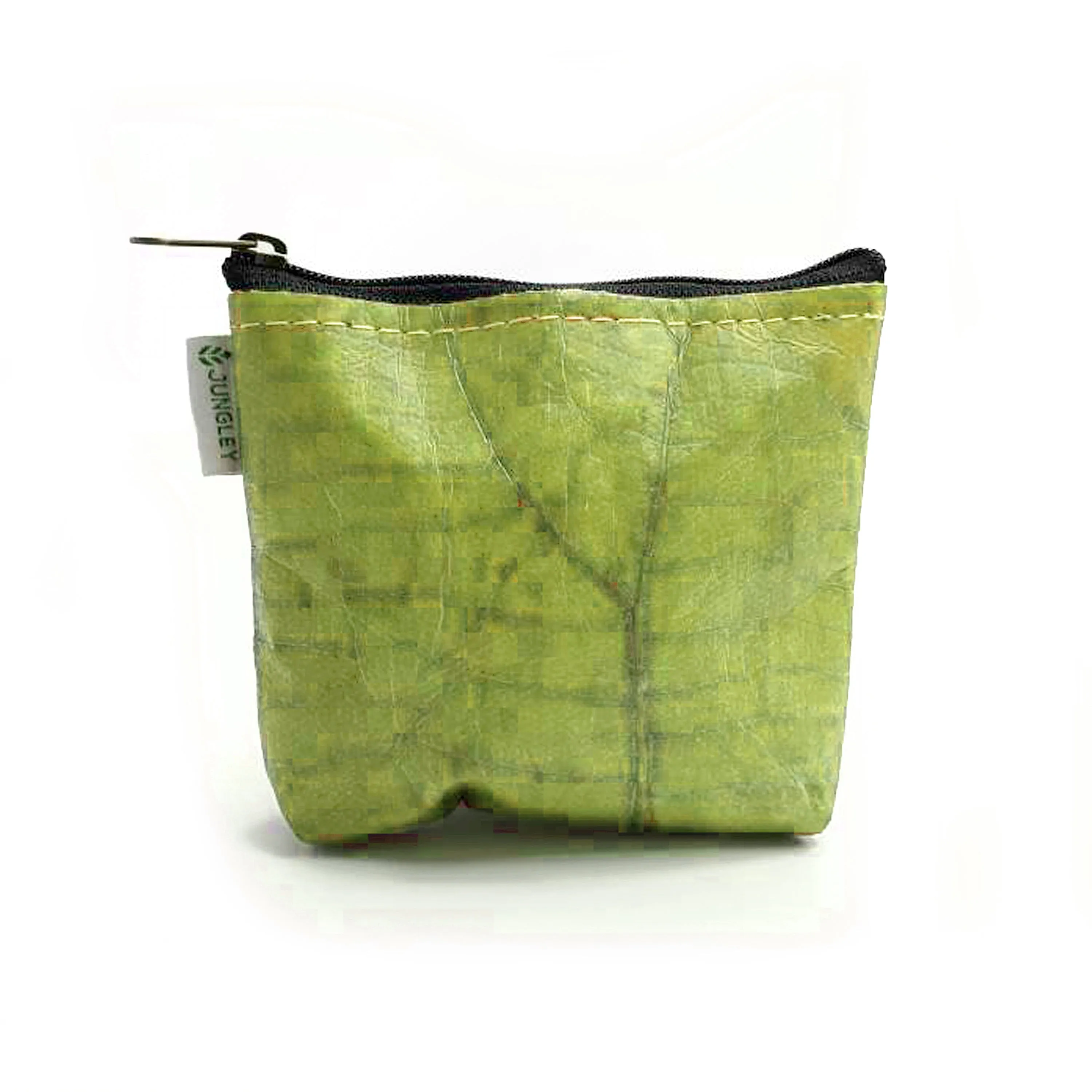 Vegan Teak Leaf Leather Straight Edge Coin Bag