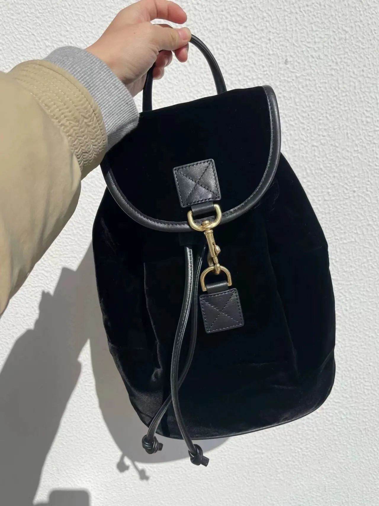 Velvet and Leather Backpack