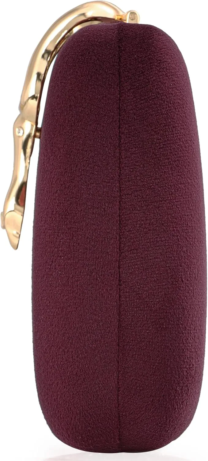 Velvet Evening Clutch Purse for Women-Snake Clasp Formal Handbag,Hard Shell Design Bag for Weddings, Parties, Prom