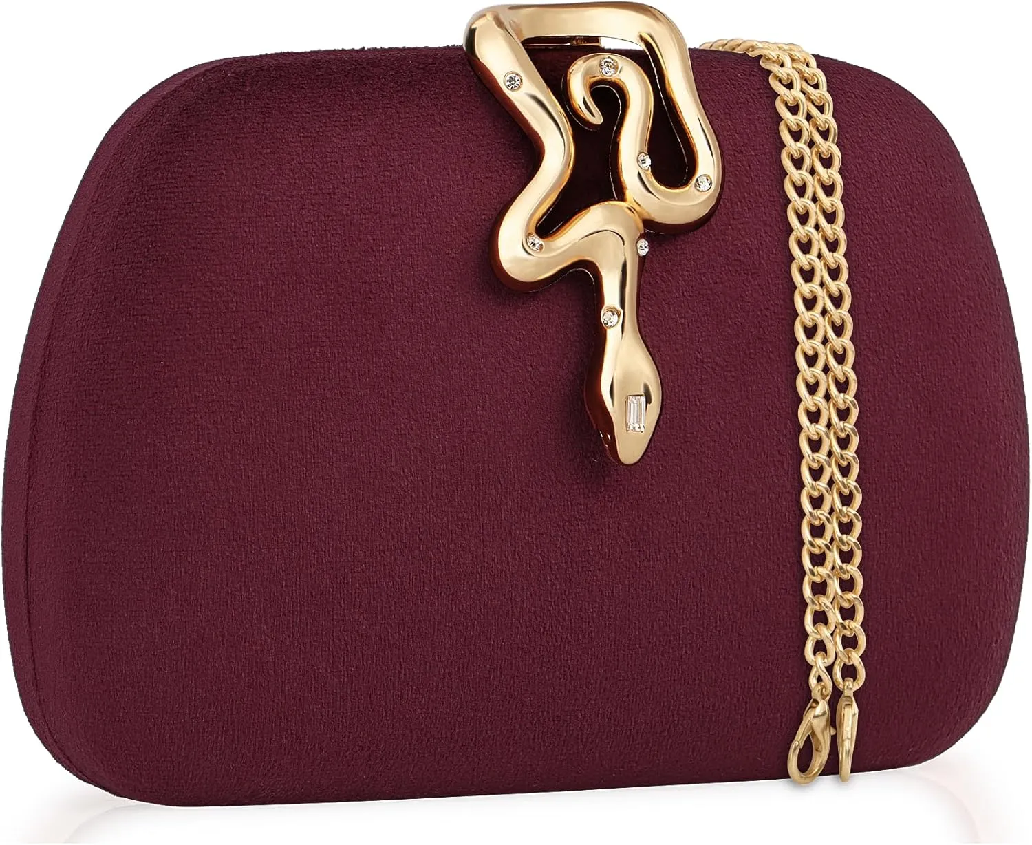 Velvet Evening Clutch Purse for Women-Snake Clasp Formal Handbag,Hard Shell Design Bag for Weddings, Parties, Prom
