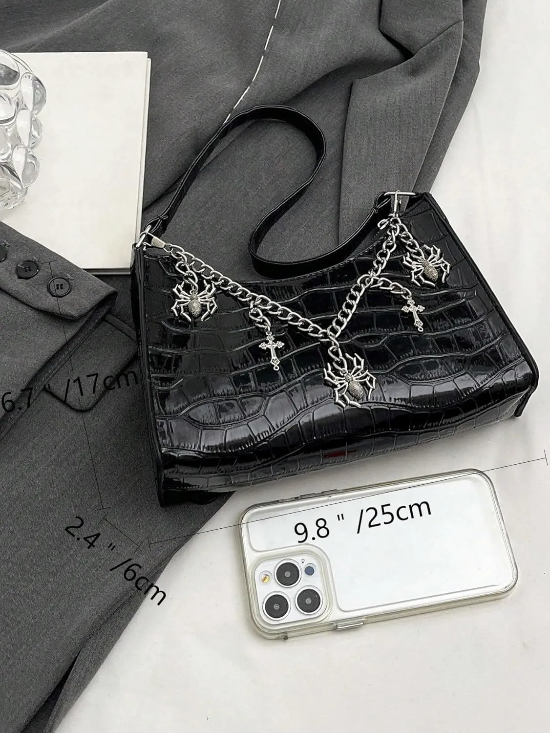Verdusa Women's PU Leather Underarm Bag Zipper Shoulder Handbags Top Handle Purse