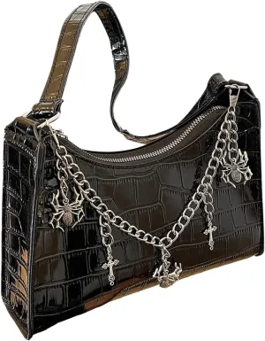 Verdusa Women's PU Leather Underarm Bag Zipper Shoulder Handbags Top Handle Purse