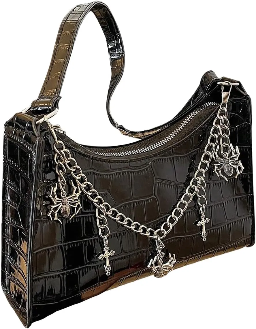 Verdusa Women's PU Leather Underarm Bag Zipper Shoulder Handbags Top Handle Purse