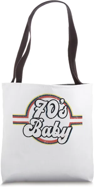 Vintage 1970s Classic Tee, 1970's 70's Baby Retro Nostalgia Tote Bag
