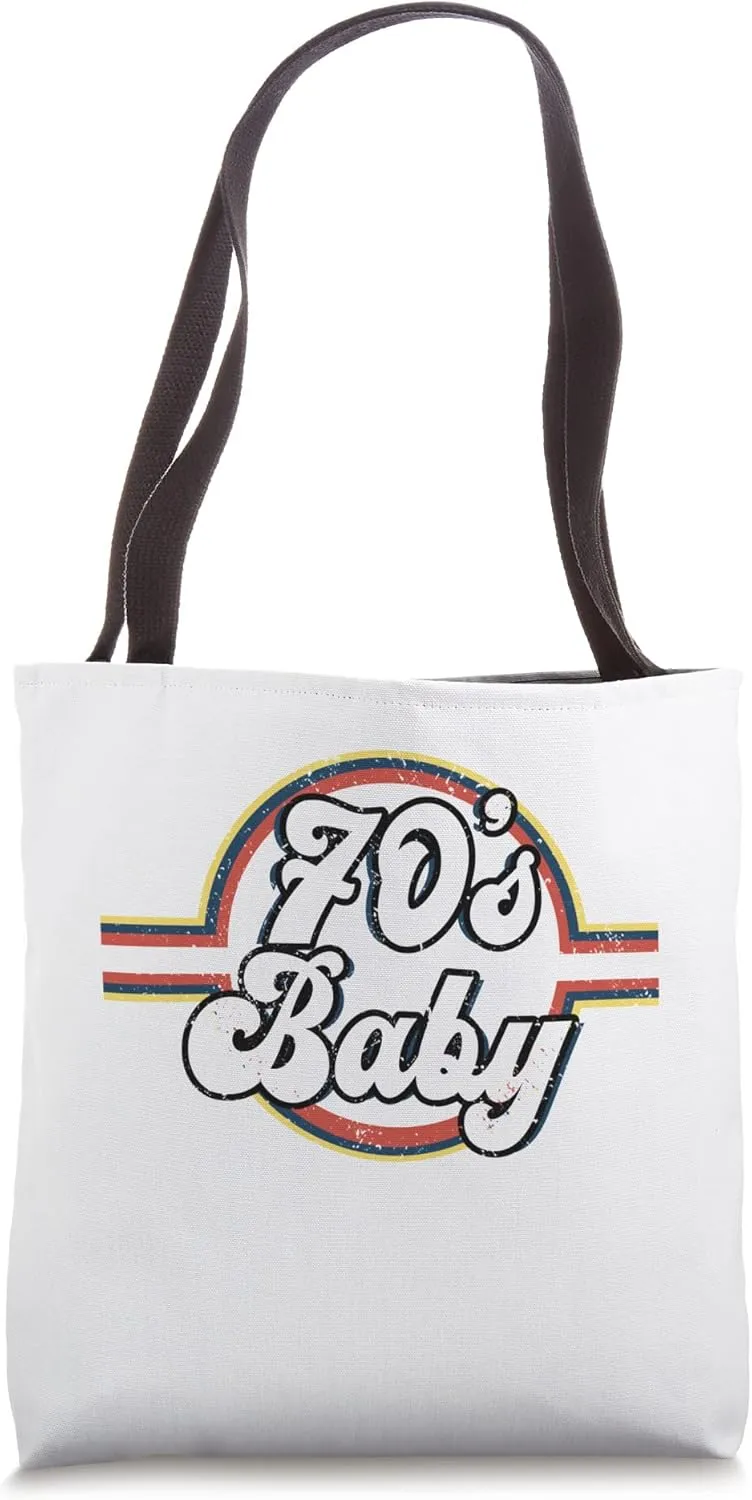 Vintage 1970s Classic Tee, 1970's 70's Baby Retro Nostalgia Tote Bag