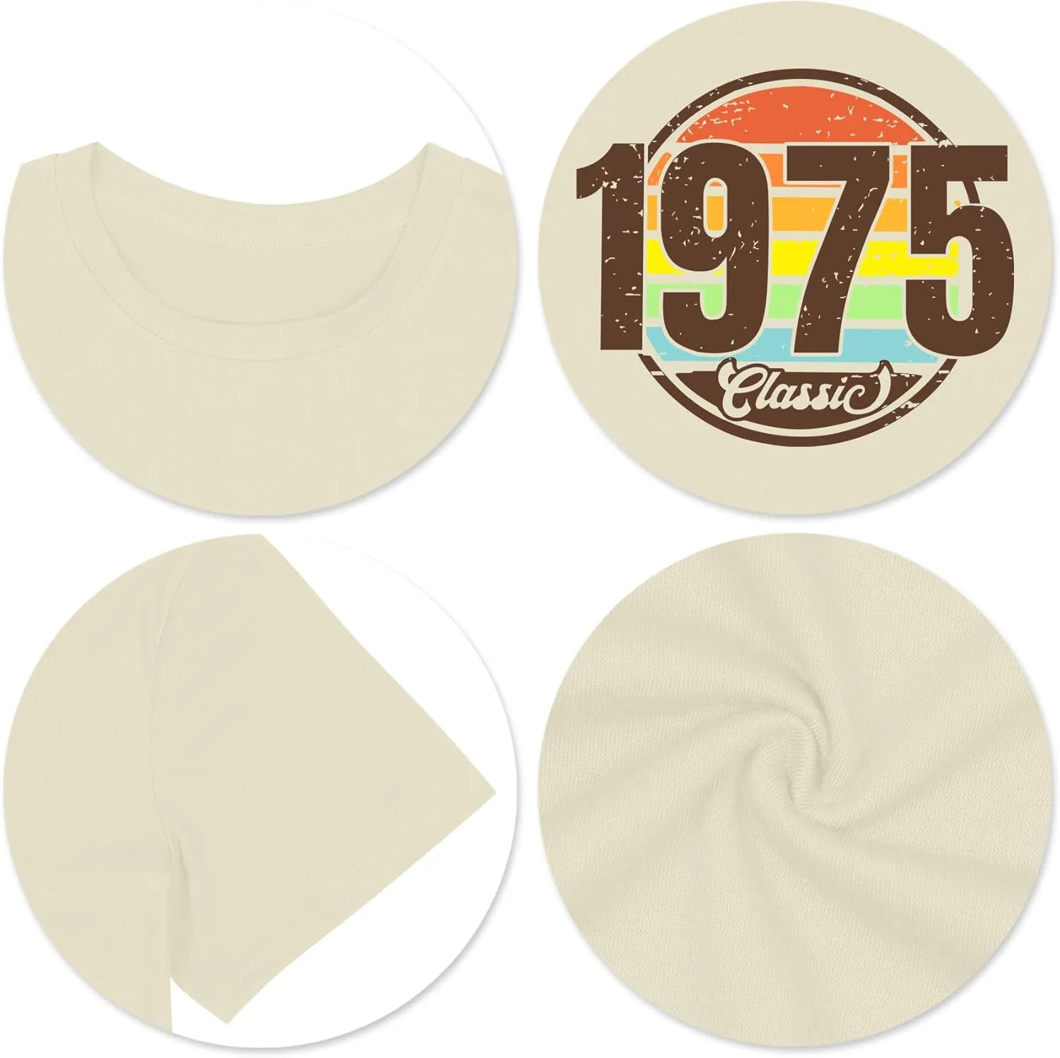 Vintage 1975 Classic Print T-Shirt Retro 50th Birthday Gift Shirt 50rd for Women Letter Print Birthday Party Casual Tee Tops