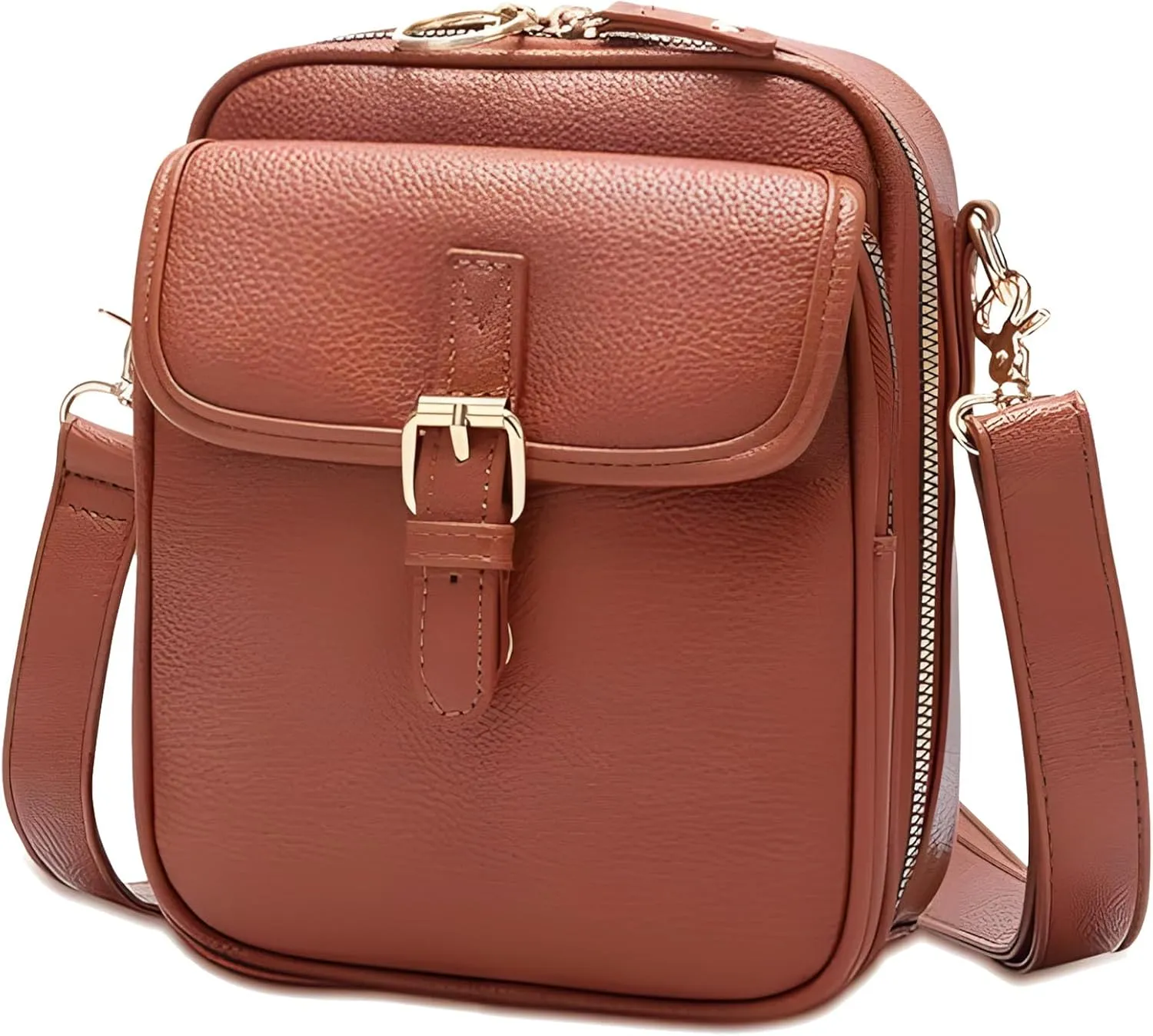 Vintage Double Layer Large Capacity Mini Messenger Bag,Small Crossbody Bags for Women : Hand Bags for Women,Crossbody Wallet Purse - Pu Leather Shoulder Bag Crossbody Purse with Card Slots (Brown)