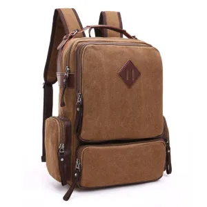 Vintage fashion Canvas High Capacity Laptop Travel Backpack-Coffee