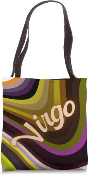 Virgo Zodiac Astrology Retro Groovy Aesthetic Birthday 70s Tote Bag