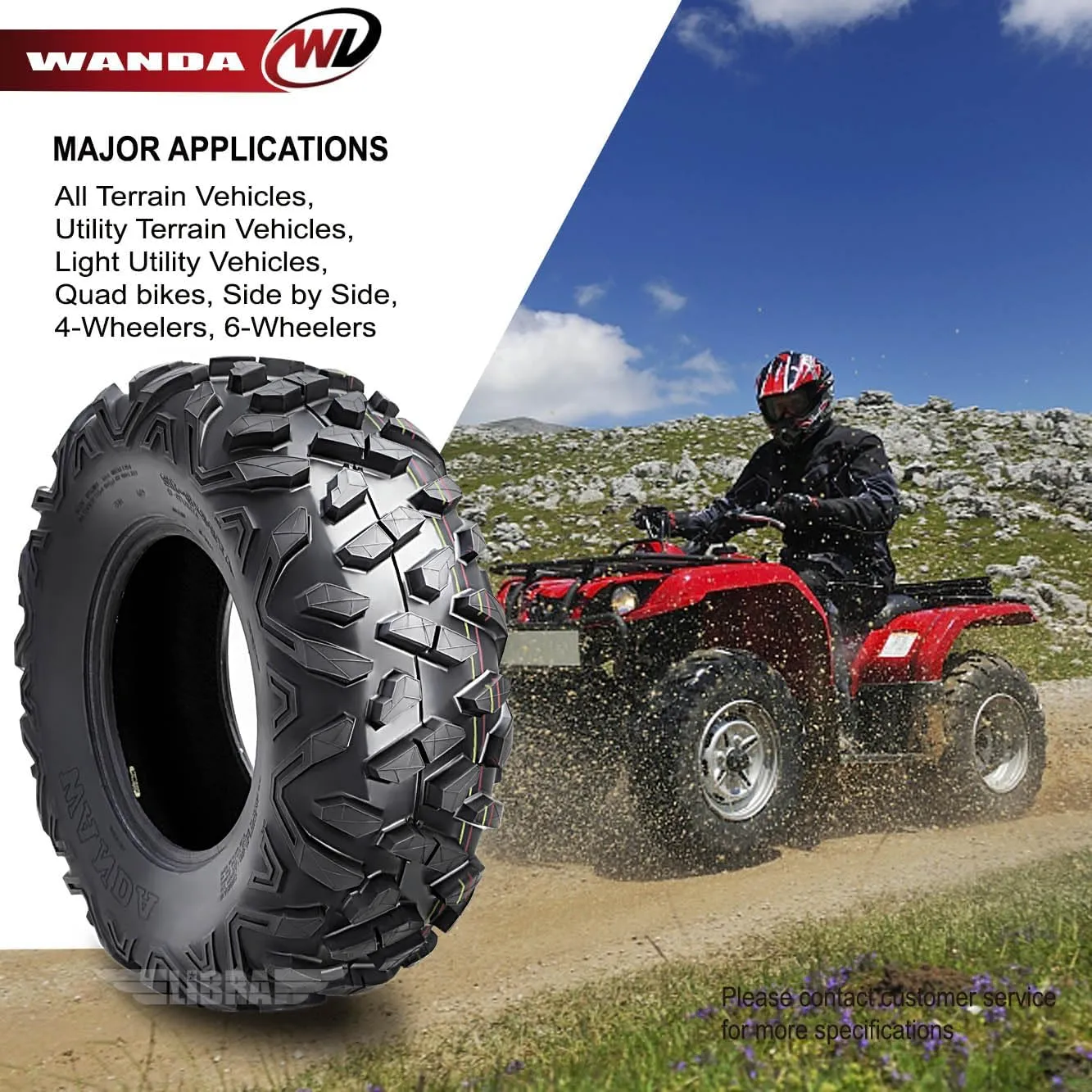 WANDA 2 All Terrain UTV ATV Tires 25x12-9 305/65-9 /6PR P3501 John Deer Gator...