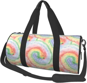 Wash Spot Wet Multi Color Tie Dye Round Travel Duffel Bag Large Capacity Gym Sports Bags for Hiking Vacation Trips