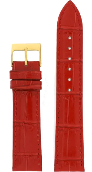 Watch Band Red Genuine Leather Crocodile Grain 20 millimeter
