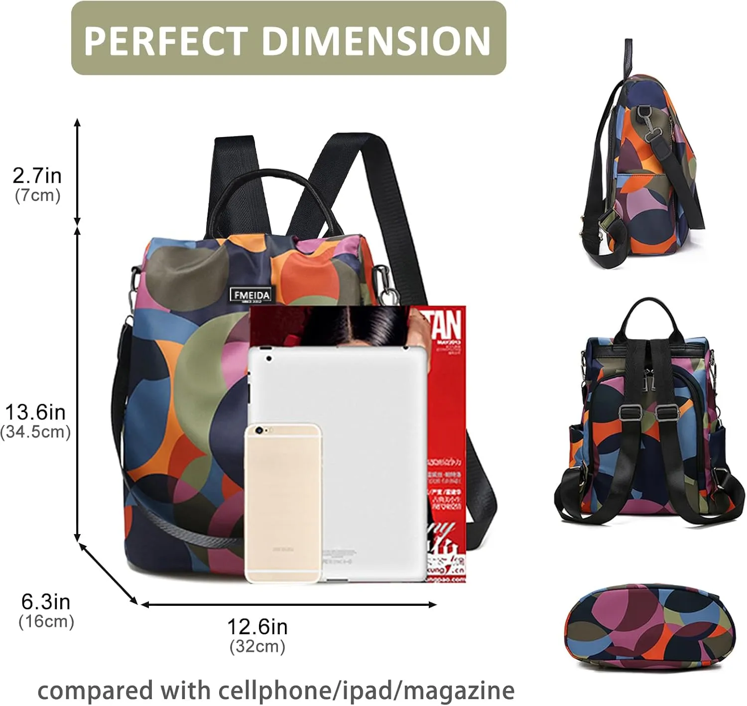 Waterproof Fashion Backpack Purse for Women Anti Theft Womens Classical Daypack Travel Nylon Oxford Shoulder Bag