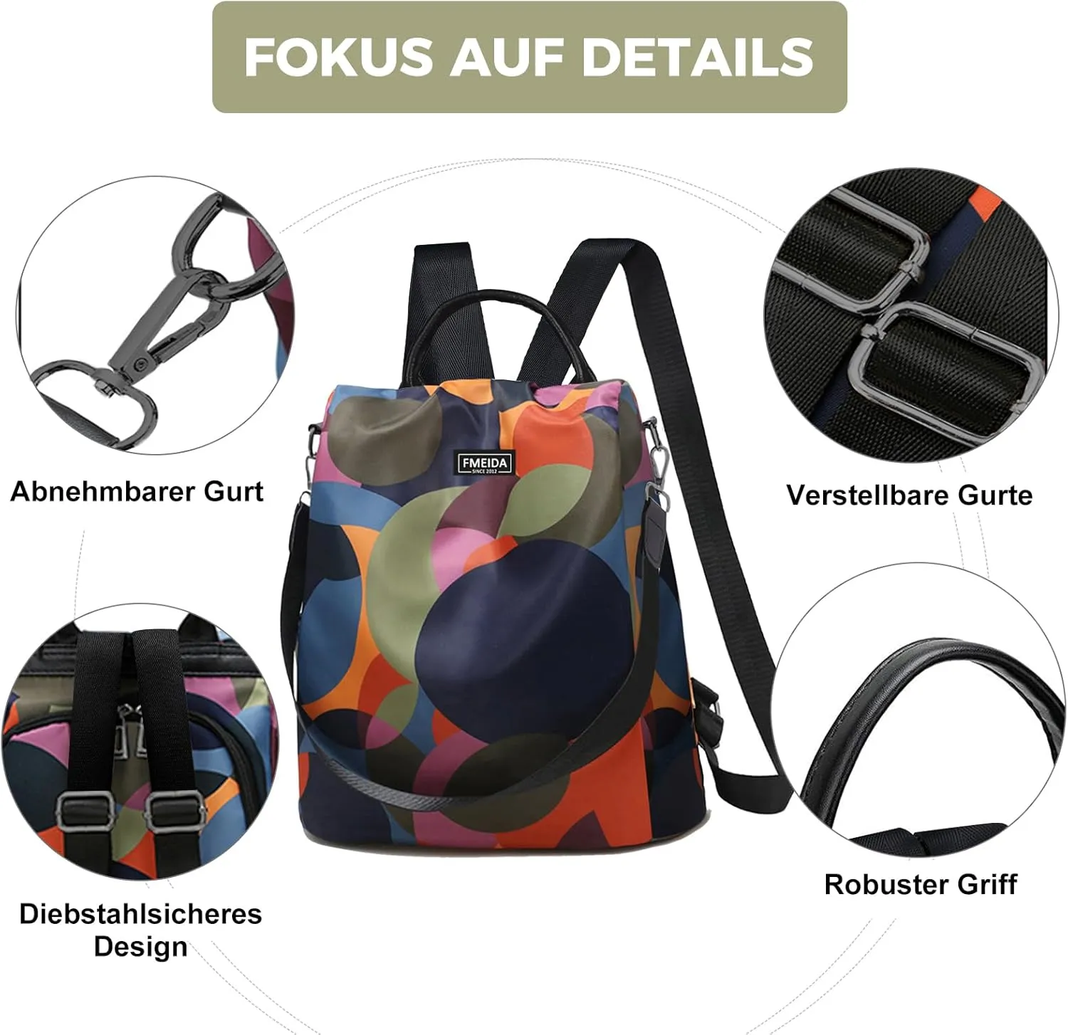 Waterproof Fashion Backpack Purse for Women Anti Theft Womens Classical Daypack Travel Nylon Oxford Shoulder Bag