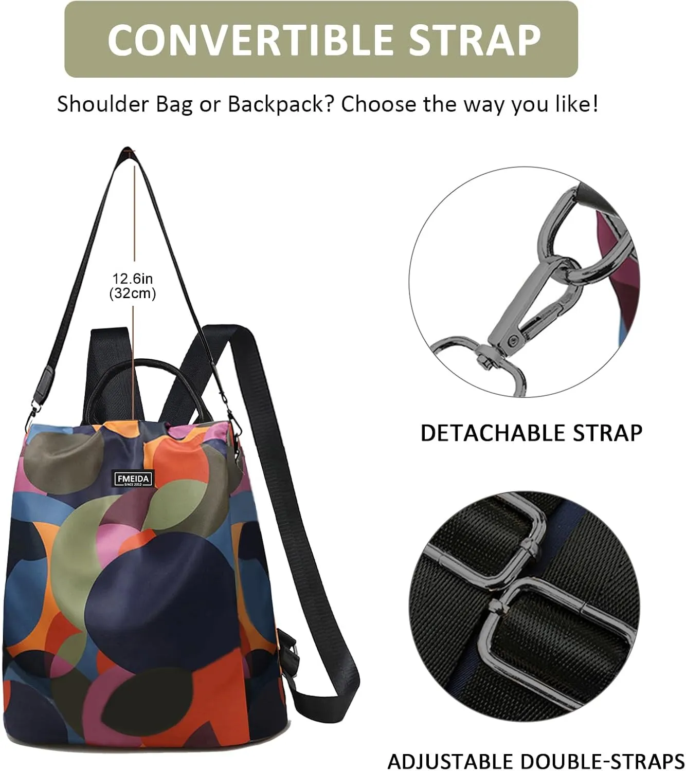 Waterproof Fashion Backpack Purse for Women Anti Theft Womens Classical Daypack Travel Nylon Oxford Shoulder Bag