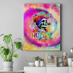 We Are All Human LGBT Canvas Wall Art Skull Tie Dye DT02
