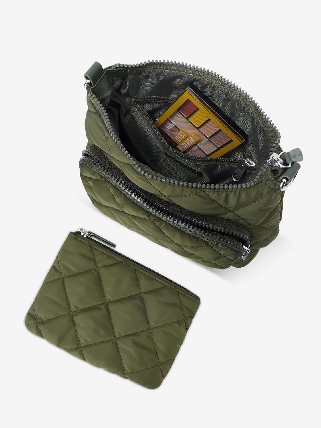 WESTBRONCO Quilted Crossbody Bags for Women Multi Zipper Pockets Nylon Purses with Wallet Set