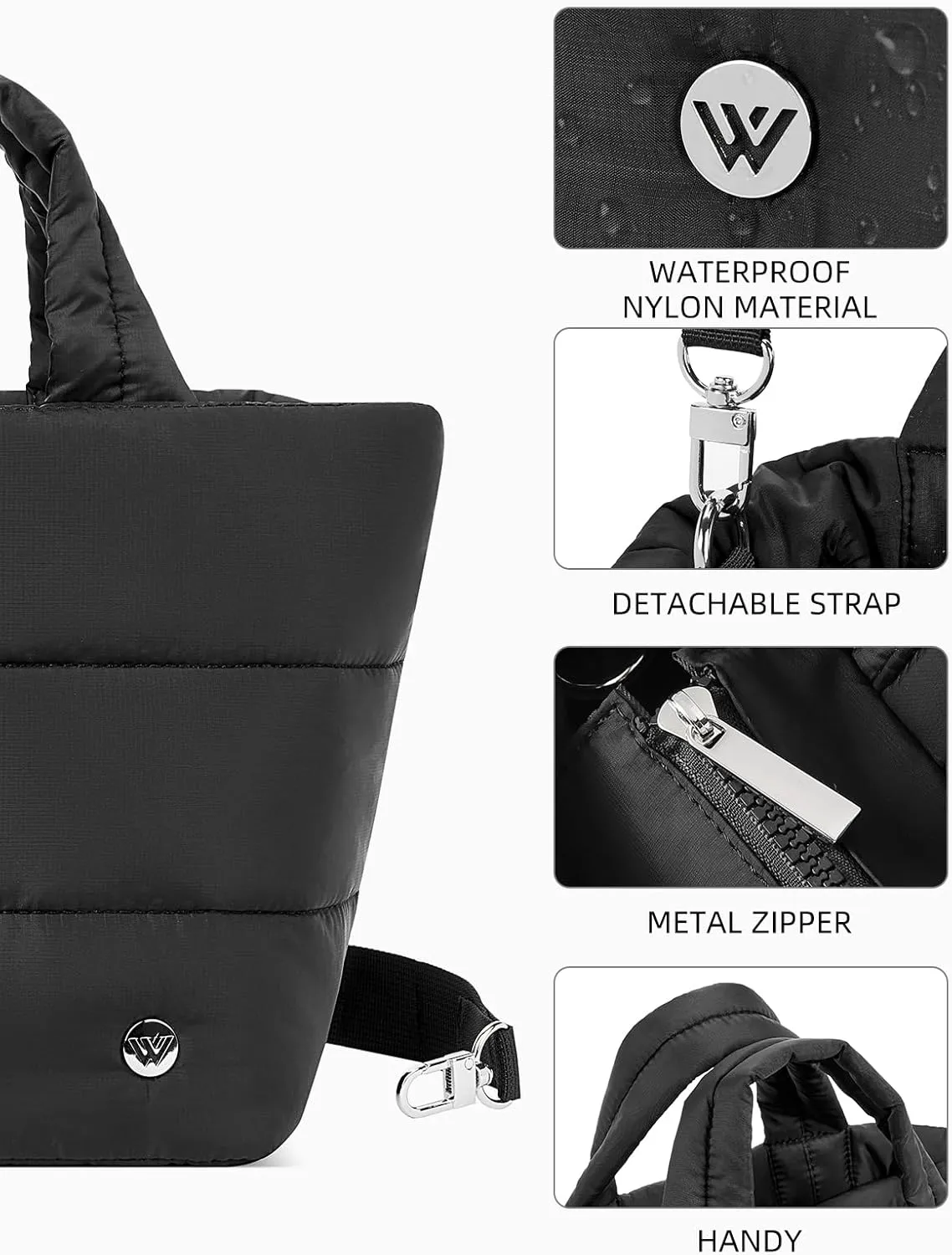 WESTBRONCO Small Puffer Bag Quilted Crossbody Bags for Women Puffy Purse Nylon Shoulder Handbag with Adjustable Strap