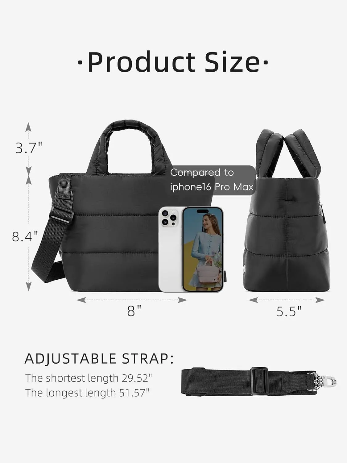 WESTBRONCO Small Puffer Bag Quilted Crossbody Bags for Women Puffy Purse Nylon Shoulder Handbag with Adjustable Strap