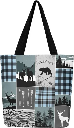 Western Cowgirl Canvas Tote Bag Rustic Deer Bear Tote Bag Farmhouse Animal Shopping Grocery Bags