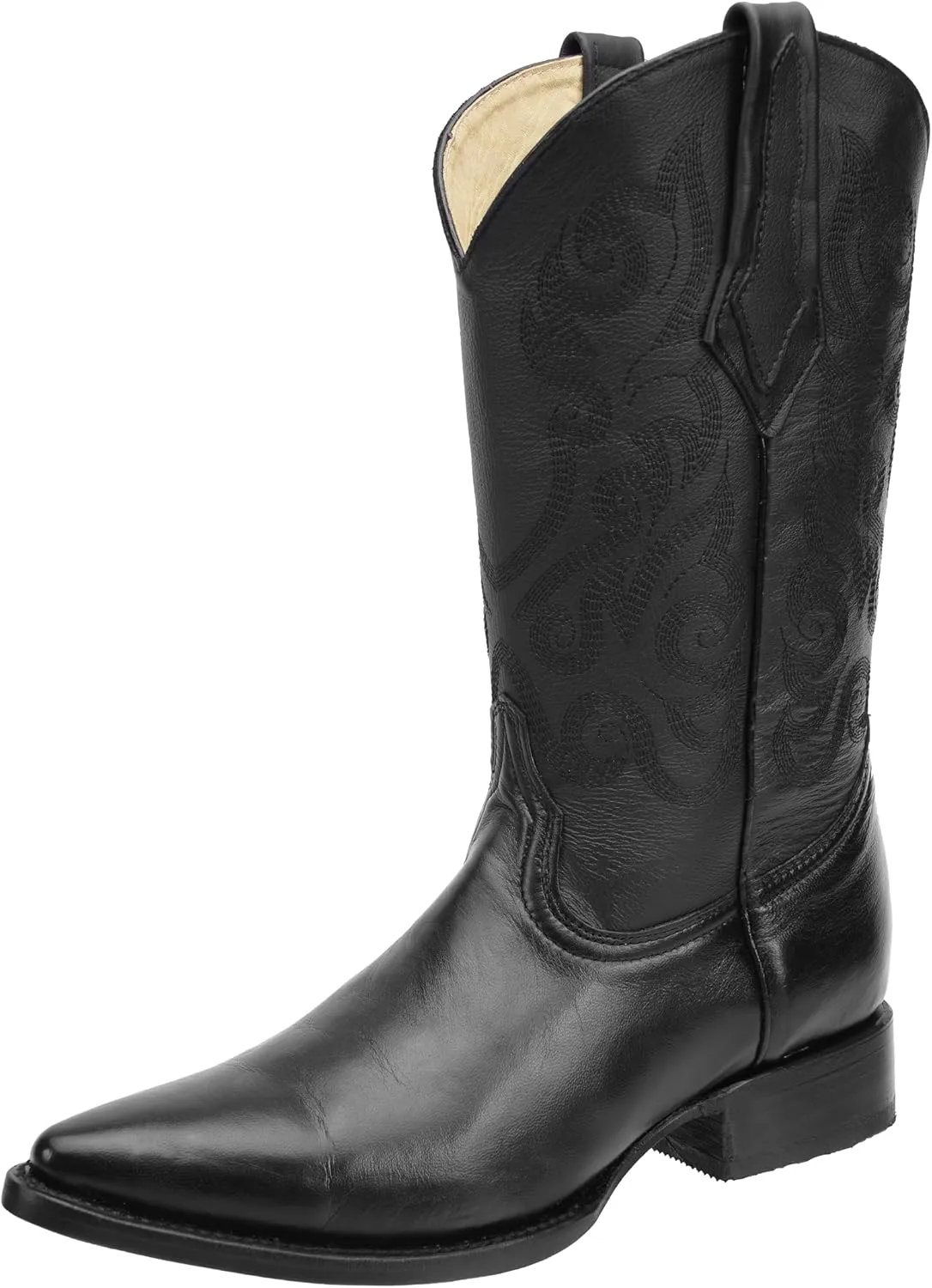 Western Shops Genuine Cowhide Leather Cabra Mens Rodeo J Toe Western Cowboy Boot