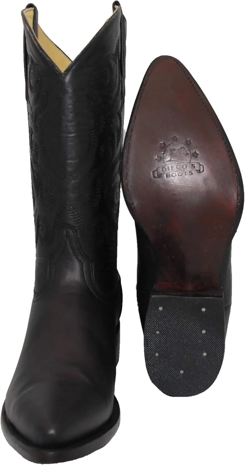 Western Shops Genuine Cowhide Leather Cabra Mens Rodeo J Toe Western Cowboy Boot