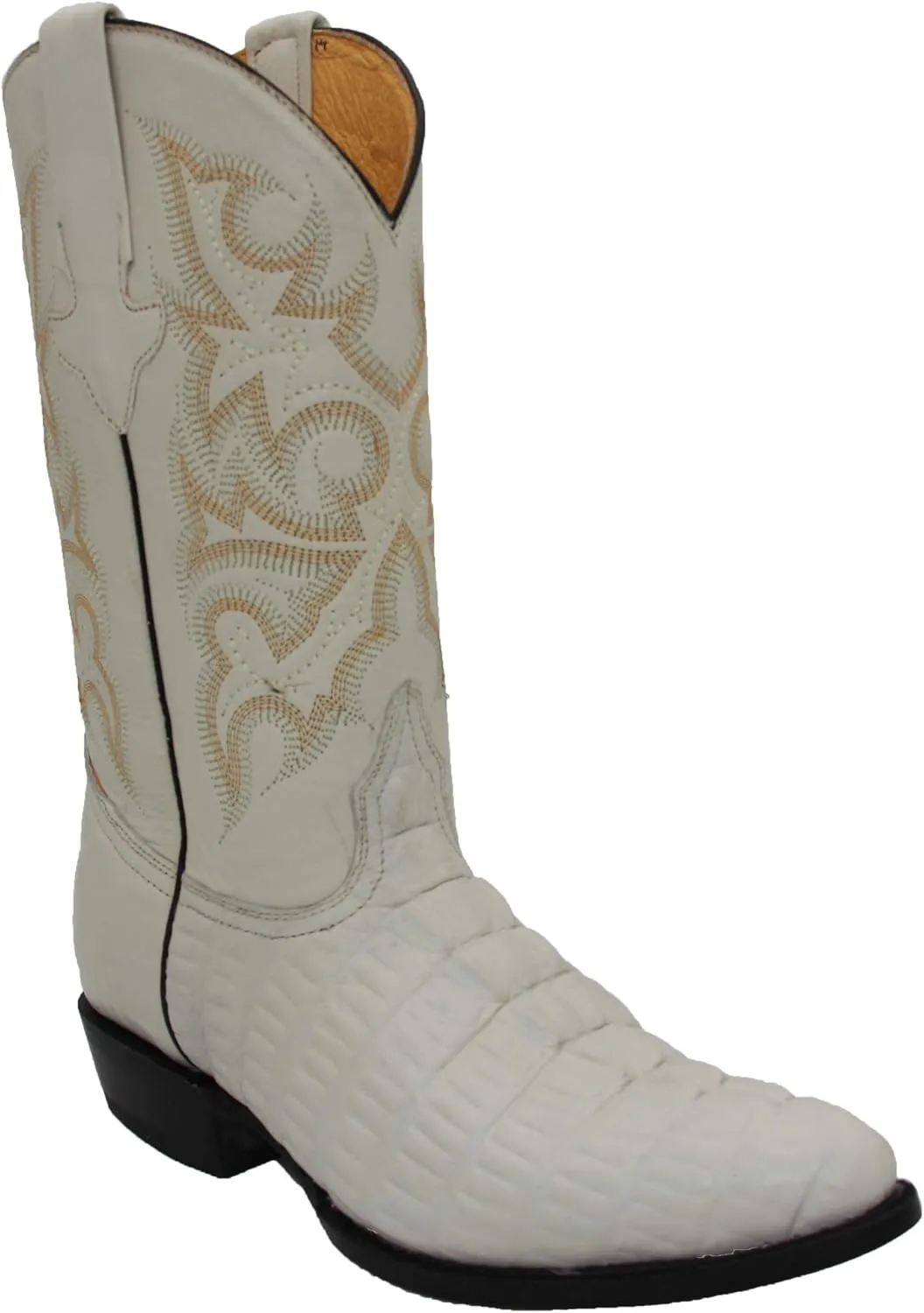 Western Shops Mens Leather Crocodile Alligator Design Cowboy Western Boots with Free Belt