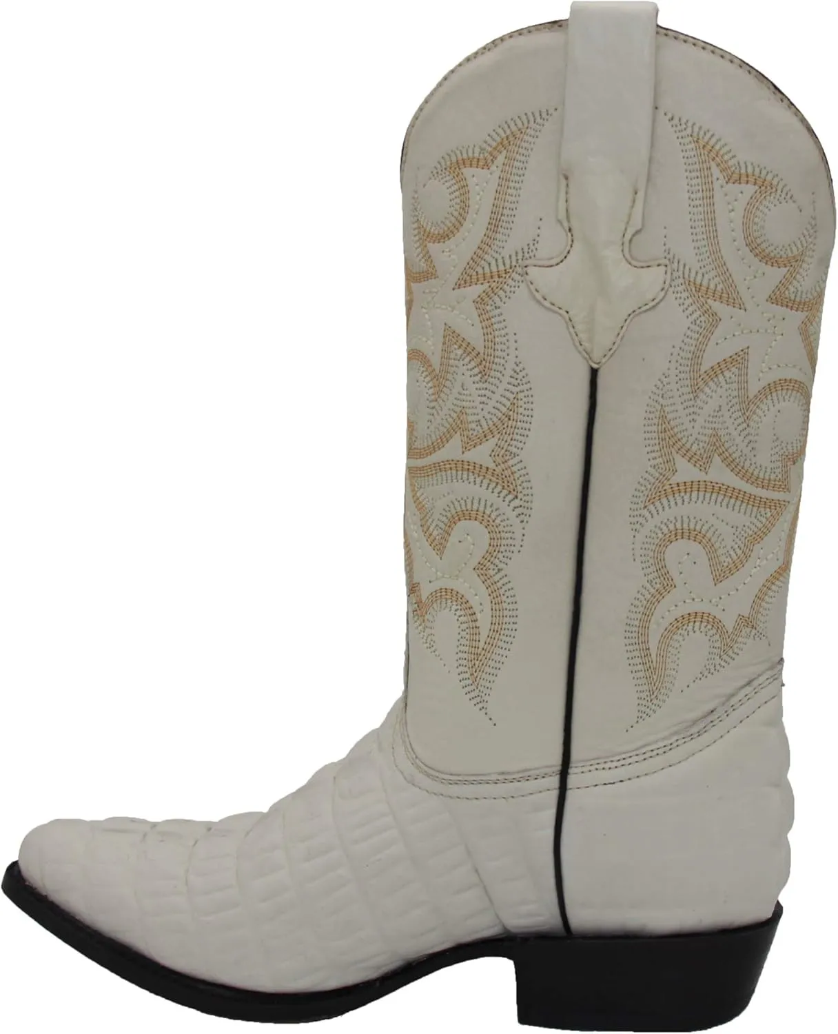 Western Shops Mens Leather Crocodile Alligator Design Cowboy Western Boots with Free Belt