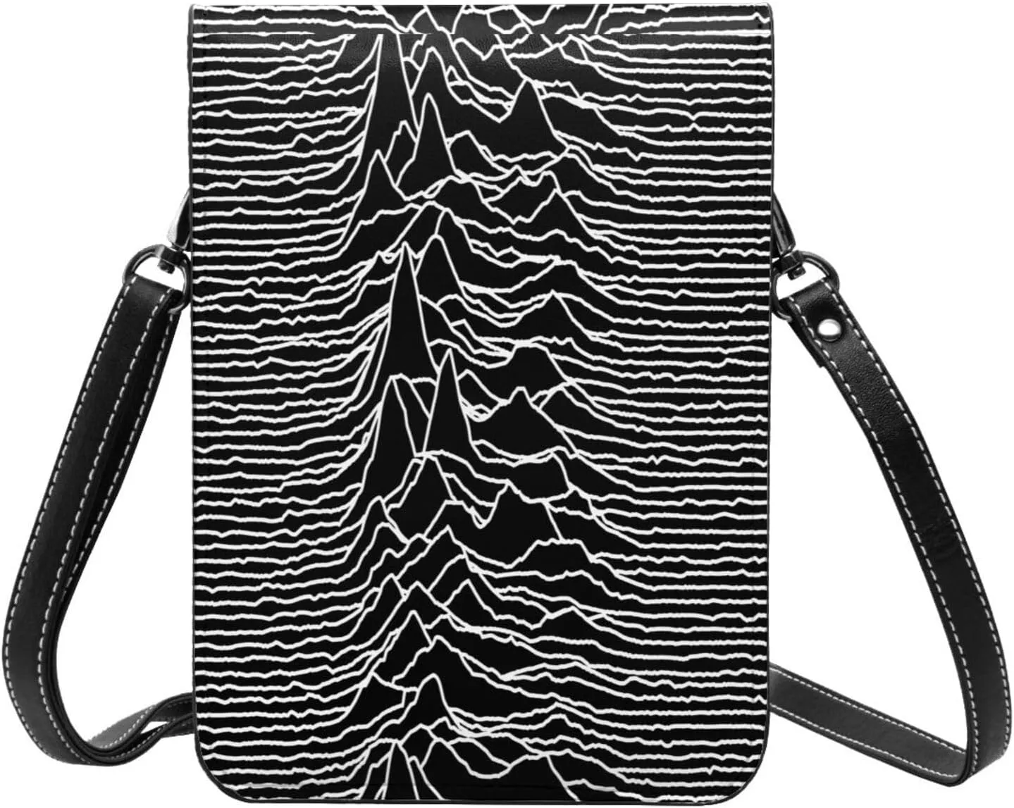 White lines compose mountains Leather Crossbody Phone Purse for Women Cute Wallet Bags Lightweight Mini Sling Bag
