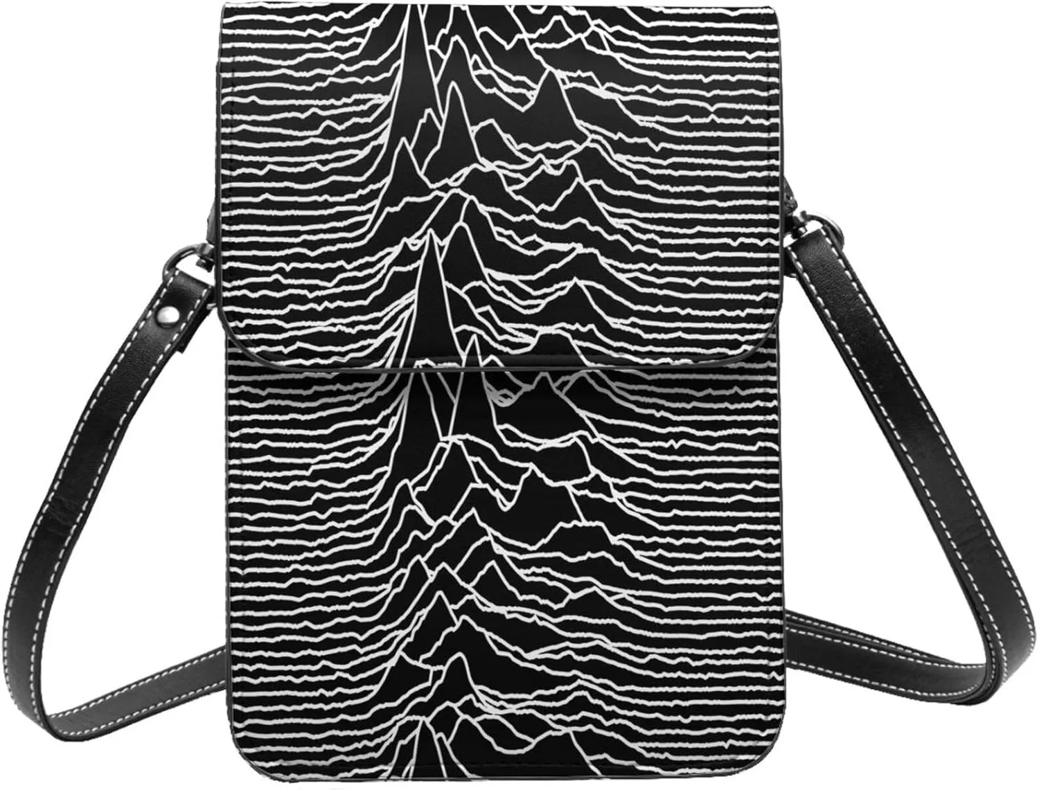White lines compose mountains Leather Crossbody Phone Purse for Women Cute Wallet Bags Lightweight Mini Sling Bag