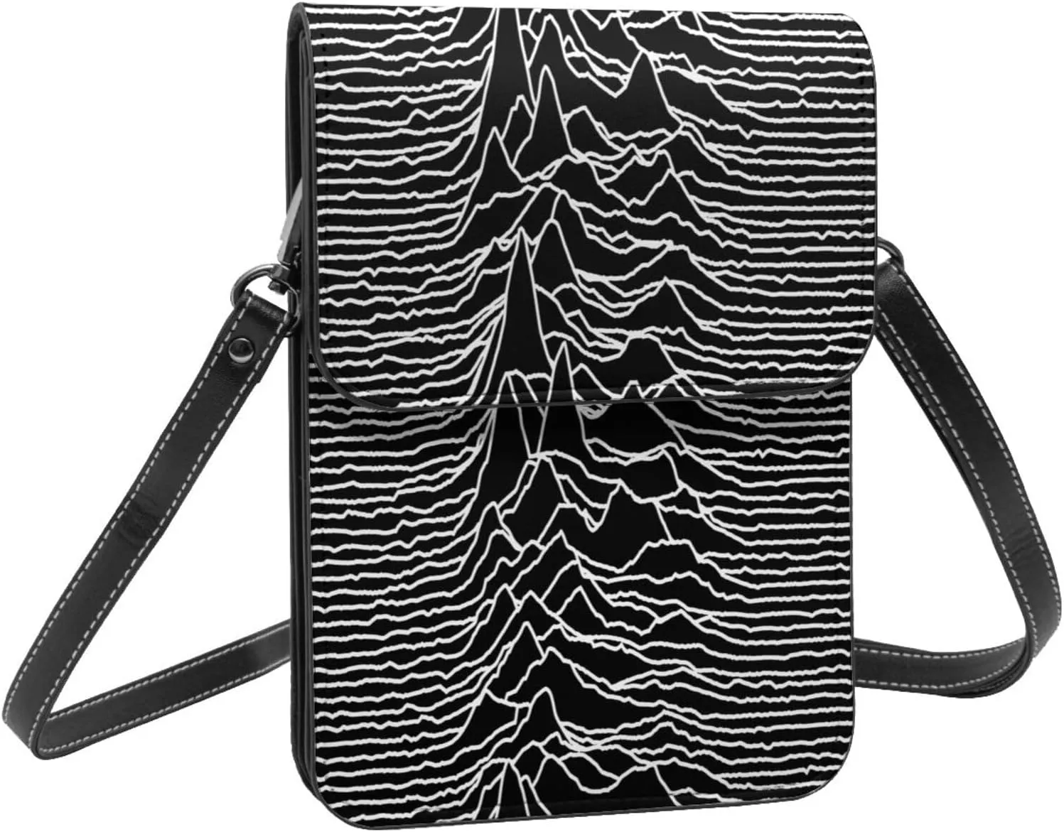 White lines compose mountains Leather Crossbody Phone Purse for Women Cute Wallet Bags Lightweight Mini Sling Bag