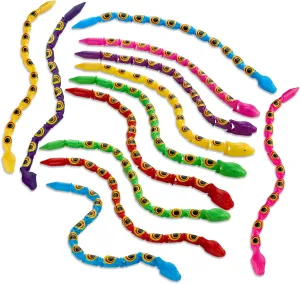 Wiggly Jointed Snakes - Pack of 24 - Wacky Fun and Educational Plastic Toys for Kids Learning, Carnival Prize, Party Favor Fidget Toy for Kids, Gift Idea for Boys and Girls Educational Toys