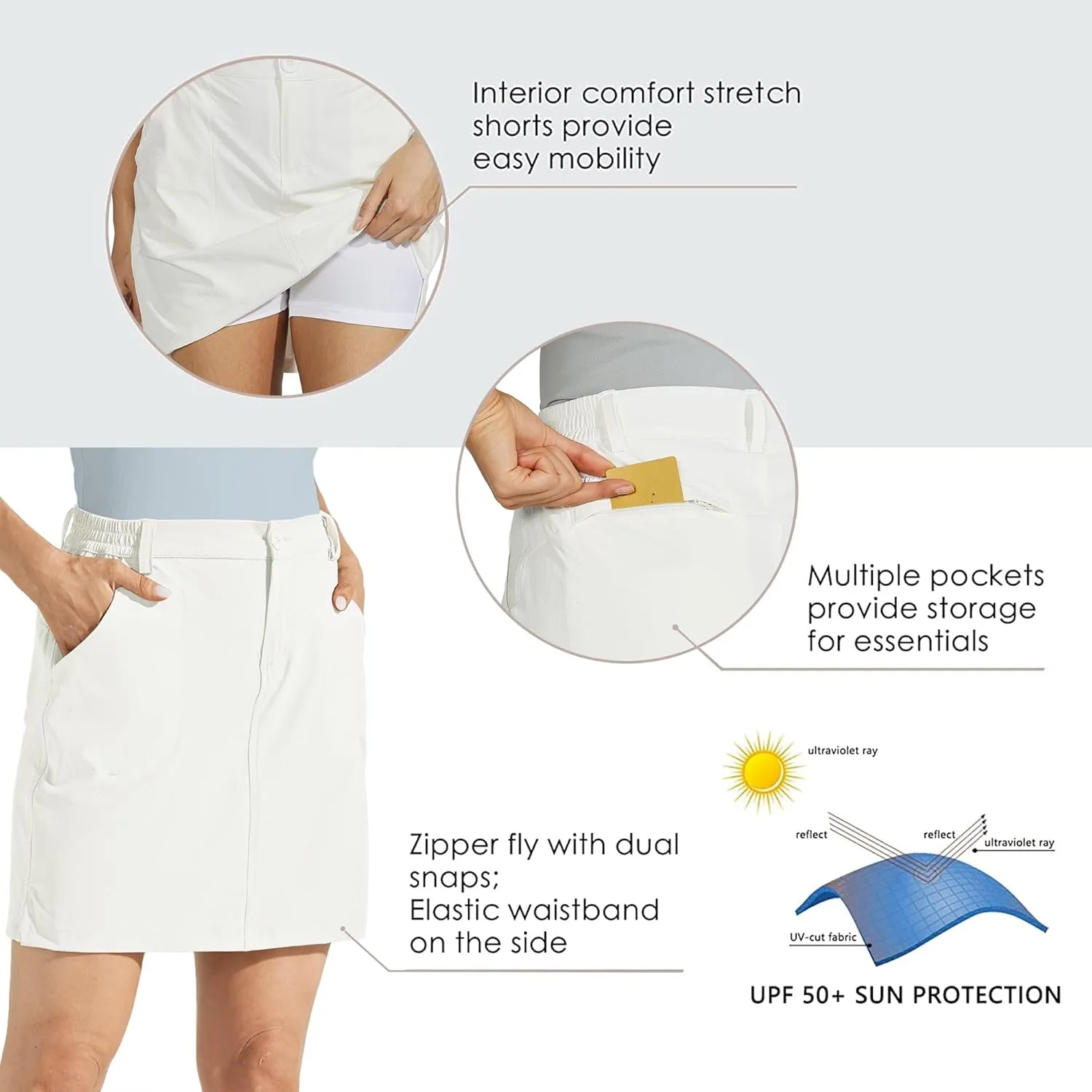 Willit Women's Skorts Golf Casual Skort Skirts UPF 50  Quick Dry Zip Pockets Outdoor Hiking
