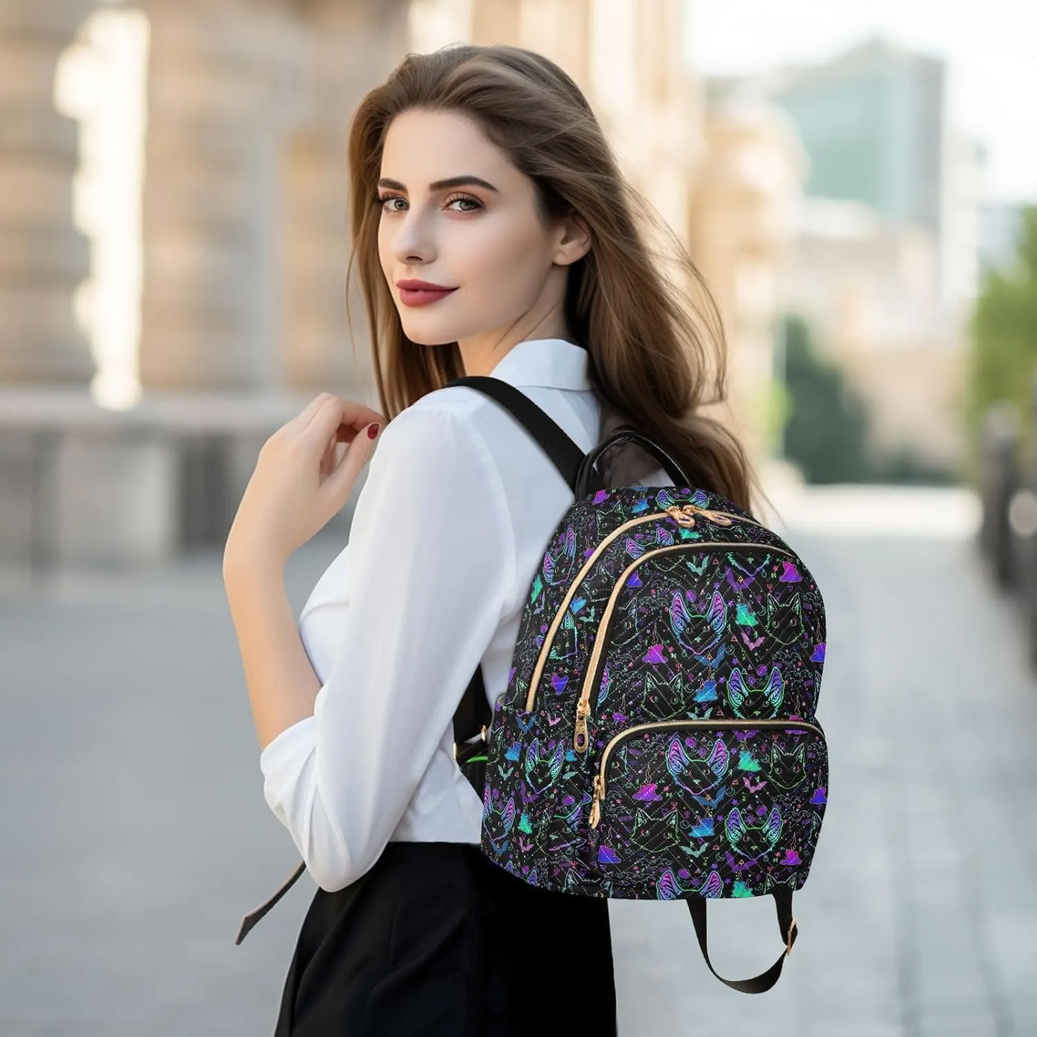 Witchcraft Cat Mini Backpack for Women, Travel Backpack Purse for Ladies Fashion Shoulder Bag Daypack Travel Bag