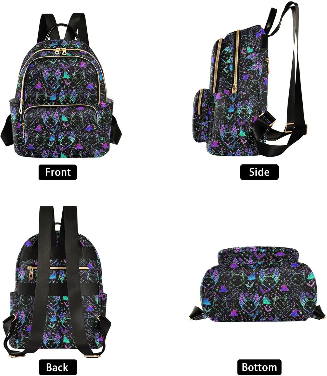 Witchcraft Cat Mini Backpack for Women, Travel Backpack Purse for Ladies Fashion Shoulder Bag Daypack Travel Bag
