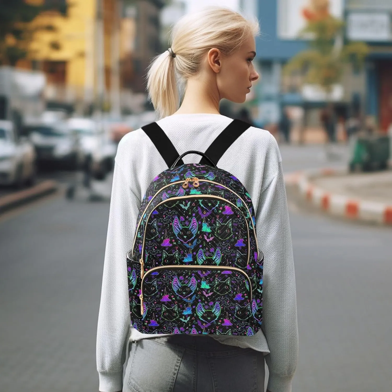 Witchcraft Cat Mini Backpack for Women, Travel Backpack Purse for Ladies Fashion Shoulder Bag Daypack Travel Bag