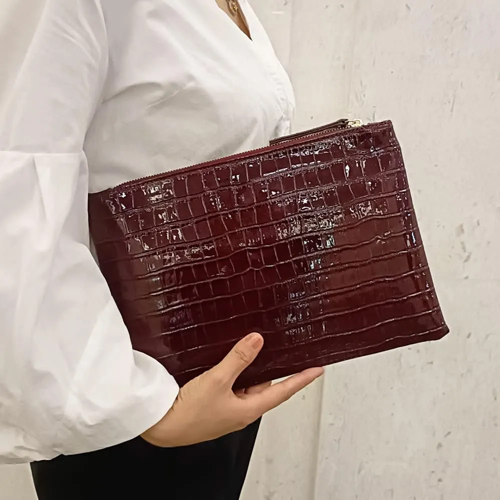 Women Envelope Clutch Purse Bag Fashion Crocodile Embossed PU leather Oversized Ladies Evening Party Clutches