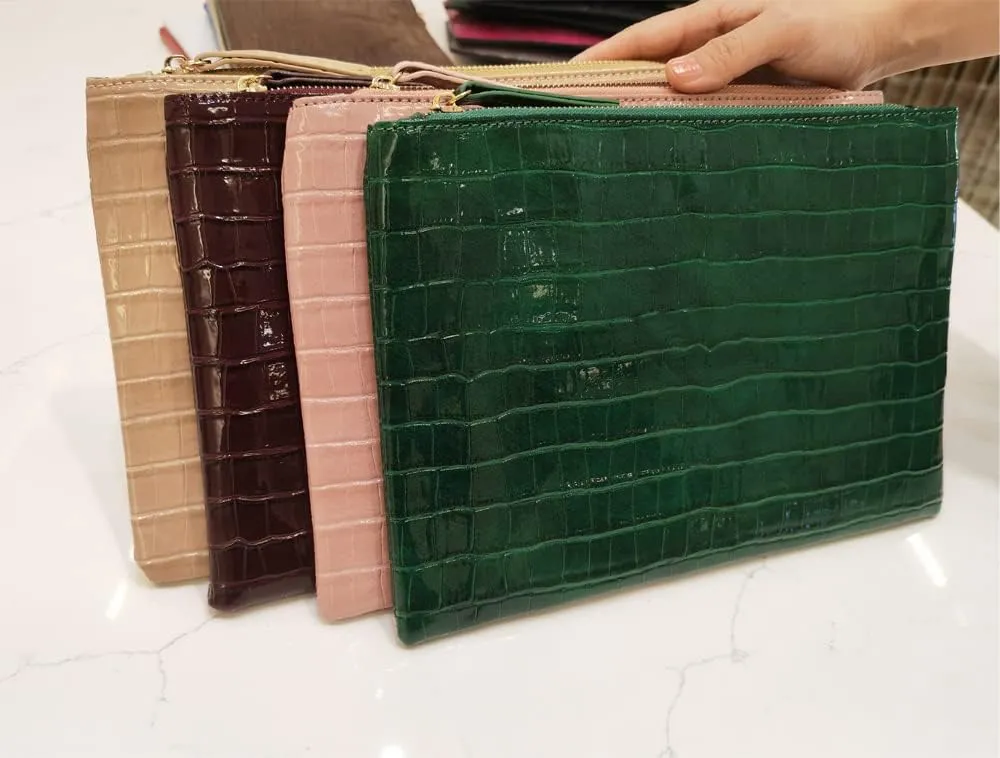 Women Envelope Clutch Purse Bag Fashion Crocodile Embossed PU leather Oversized Ladies Evening Party Clutches