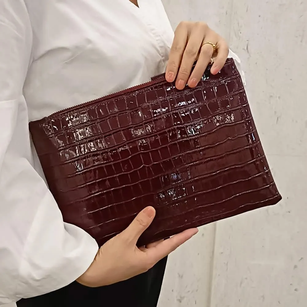 Women Envelope Clutch Purse Bag Fashion Crocodile Embossed PU leather Oversized Ladies Evening Party Clutches