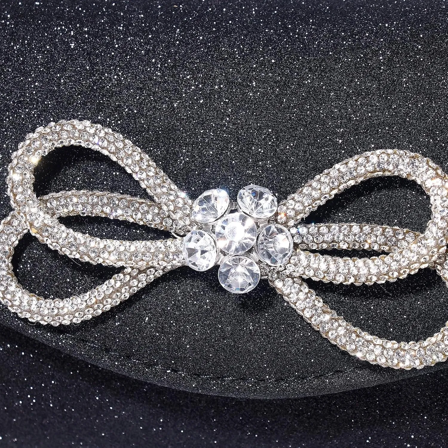 Women Evening Handbag Shiny Crystal Bow Flap Clutch Purse for Women Wedding Party Prom Purse