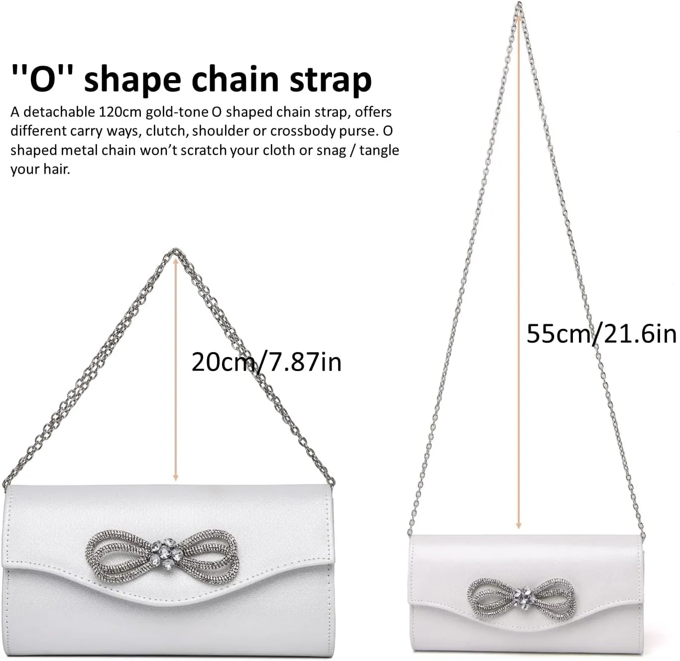 Women Evening Handbag Shiny Crystal Bow Flap Clutch Purse for Women Wedding Party Prom Purse