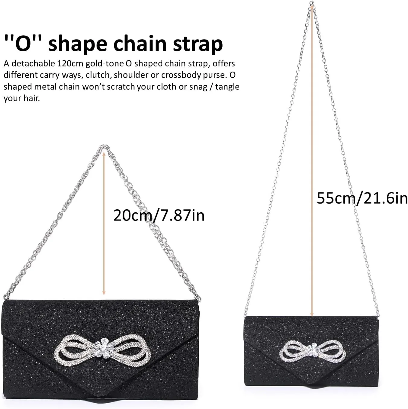 Women Evening Handbag Shiny Crystal Bow Flap Clutch Purse for Women Wedding Party Prom Purse