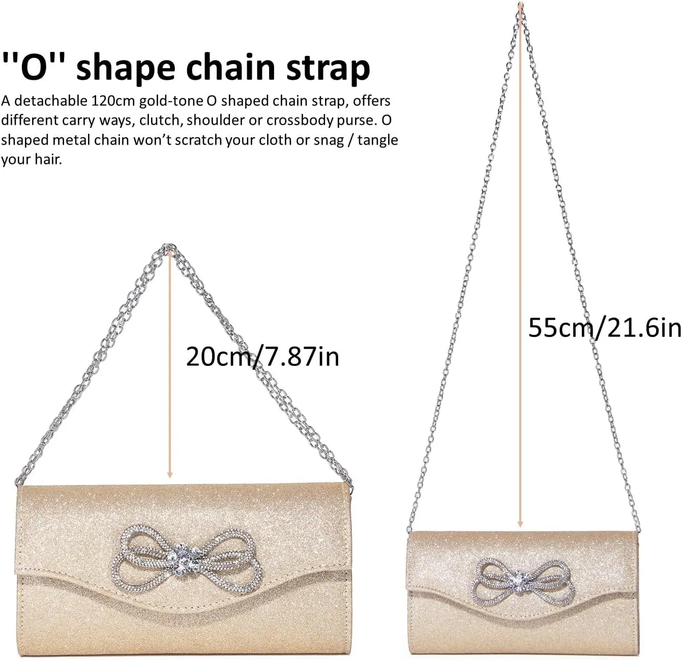 Women Evening Handbag Shiny Crystal Bow Flap Clutch Purse for Women Wedding Party Prom Purse