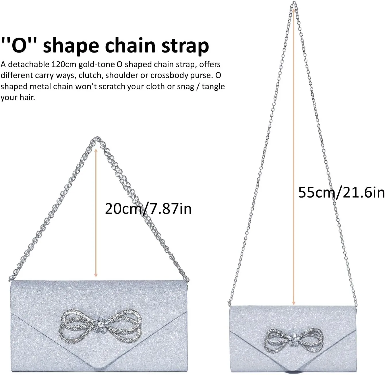 Women Evening Handbag Shiny Crystal Bow Flap Clutch Purse for Women Wedding Party Prom Purse