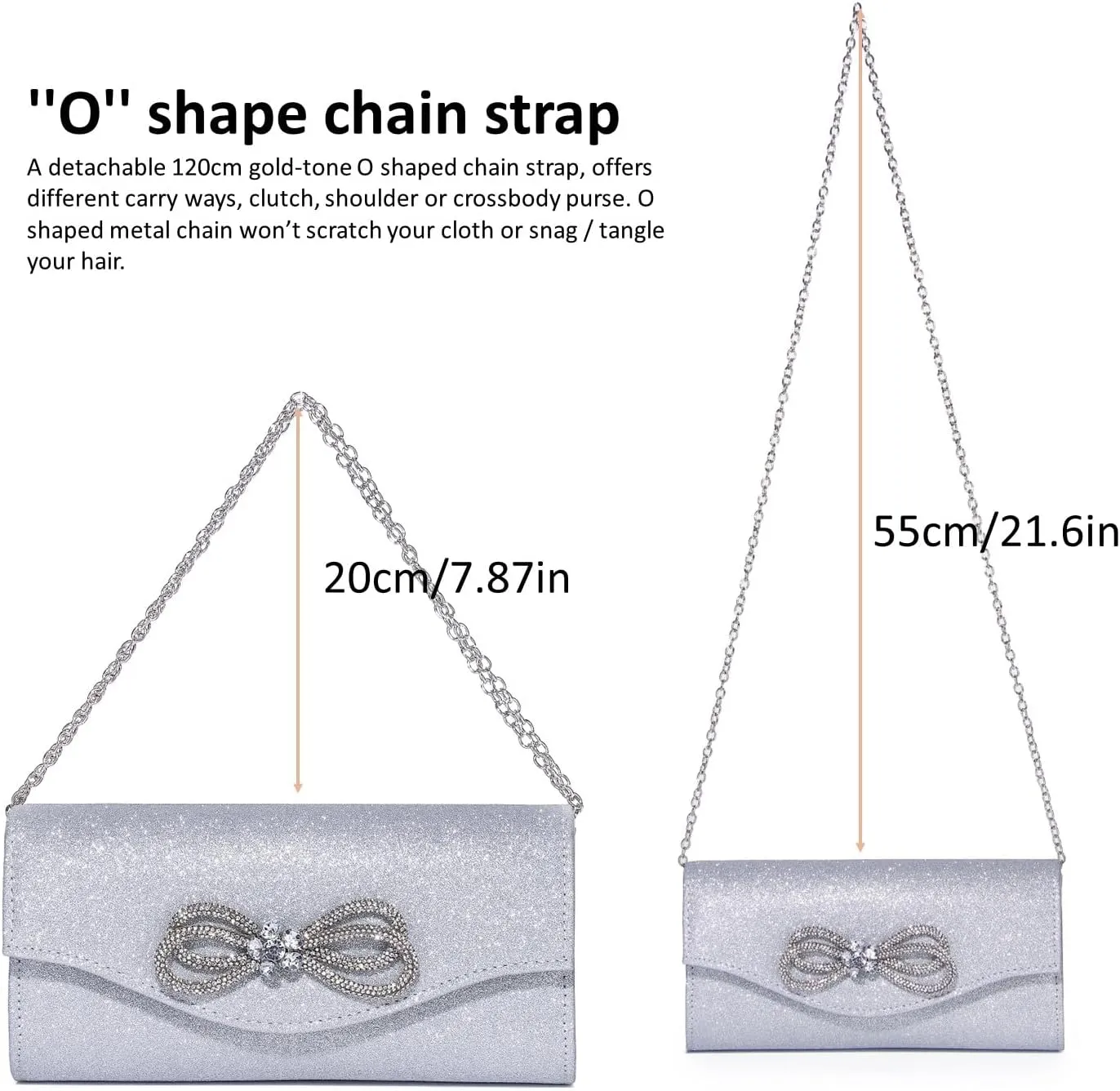 Women Evening Handbag Shiny Crystal Bow Flap Clutch Purse for Women Wedding Party Prom Purse