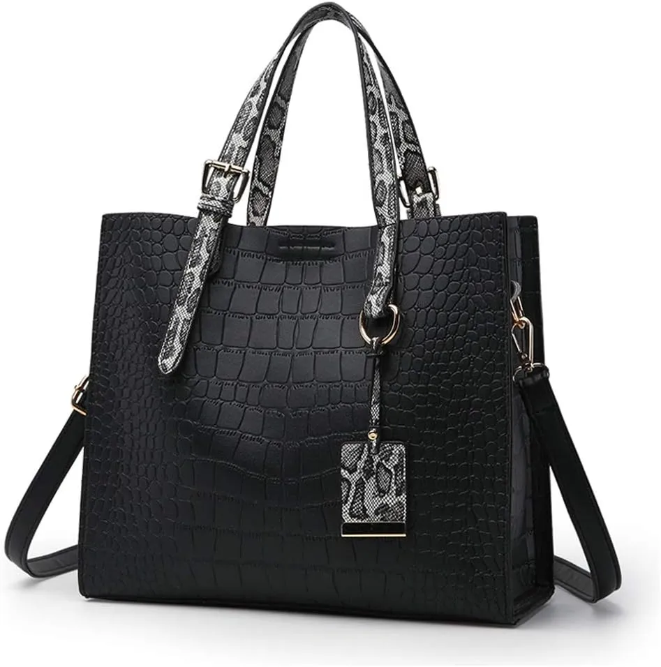Women Handbags Alligator Pattern Purses Fashion Satchel Bags Top Handle Shoulder Bags Vegan Leather Work Tote Bag