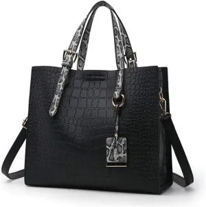 Women Handbags Alligator Pattern Purses Fashion Satchel Bags Top Handle Shoulder Bags Vegan Leather Work Tote Bag