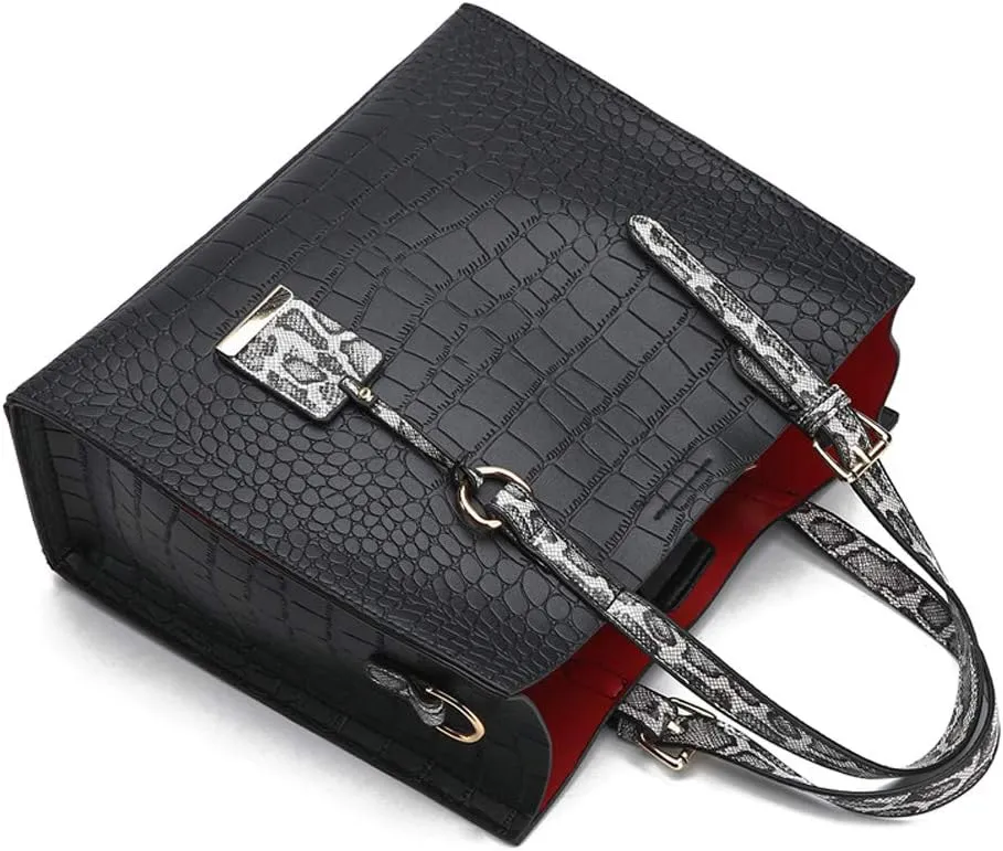 Women Handbags Alligator Pattern Purses Fashion Satchel Bags Top Handle Shoulder Bags Vegan Leather Work Tote Bag