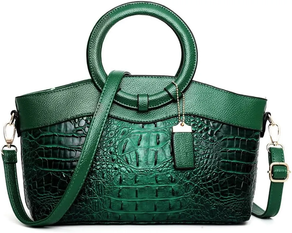 Women Handbags Tote Bags PU Leather Crocodile Pattern Purse Top Circular Handle Handbag Ladies Satchel Shoulder Bag