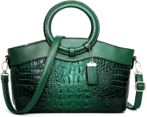 Women Handbags Tote Bags PU Leather Crocodile Pattern Purse Top Circular Handle Handbag Ladies Satchel Shoulder Bag